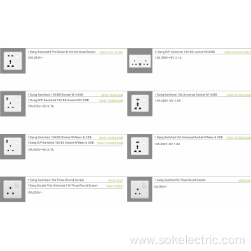 White Power Socket With Usb Socket And Switch